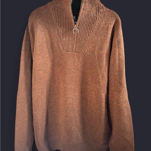 Barbour Men's Tan Zip-Up Sweater